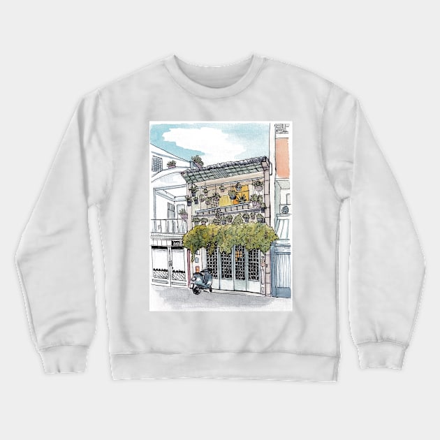 Tinyhouse Saigon (Ho Chi Minh City) Vietnam Watercolor Illustration Crewneck Sweatshirt by Wall-Art-Sketch